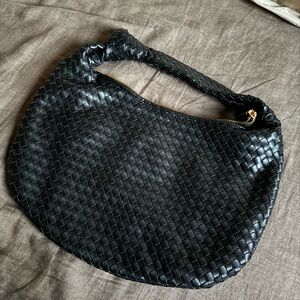Anthropologie Black Woven Hobo Bag